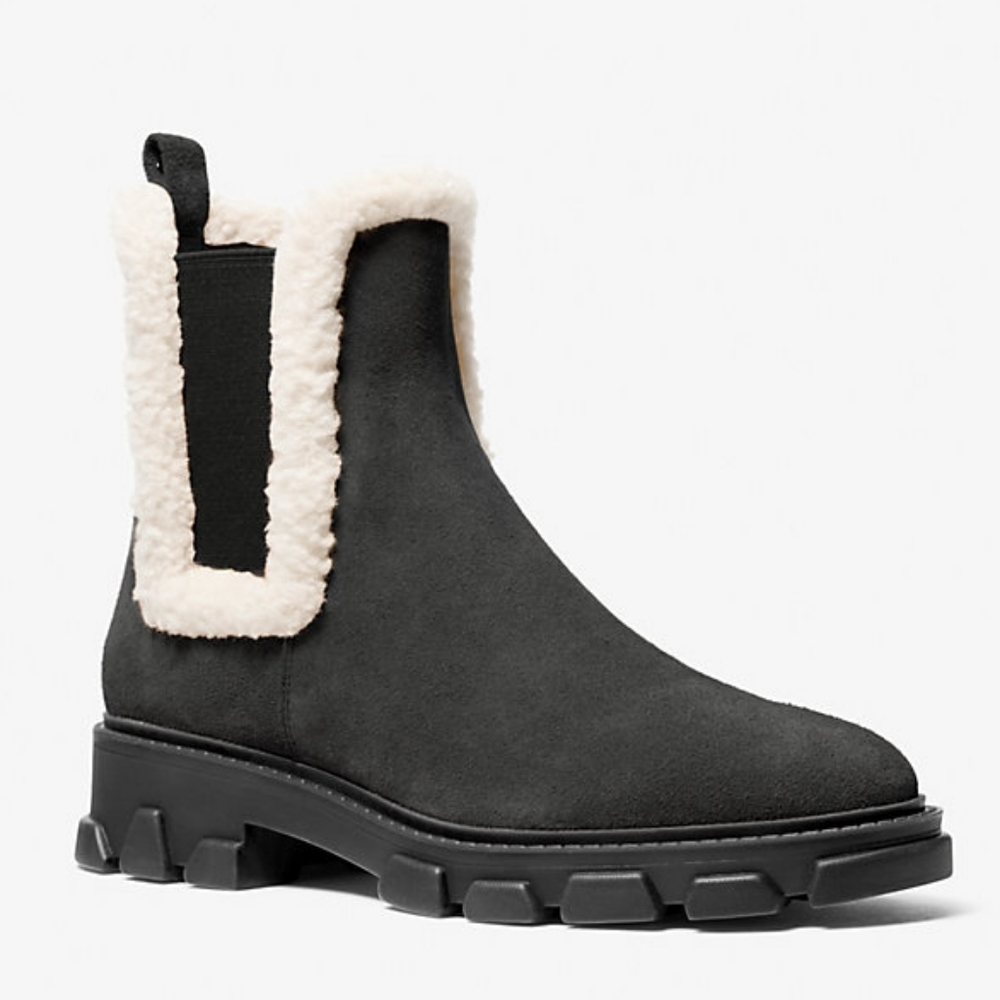 Michael Kors Black Suede Shearling-Lined Booties